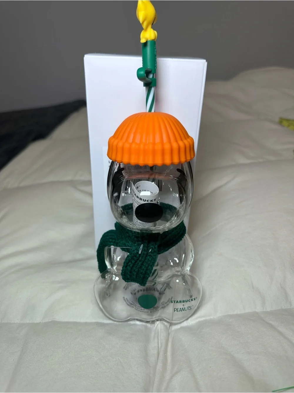 Starbucks x Peanuts glass cup Snoopy Straw